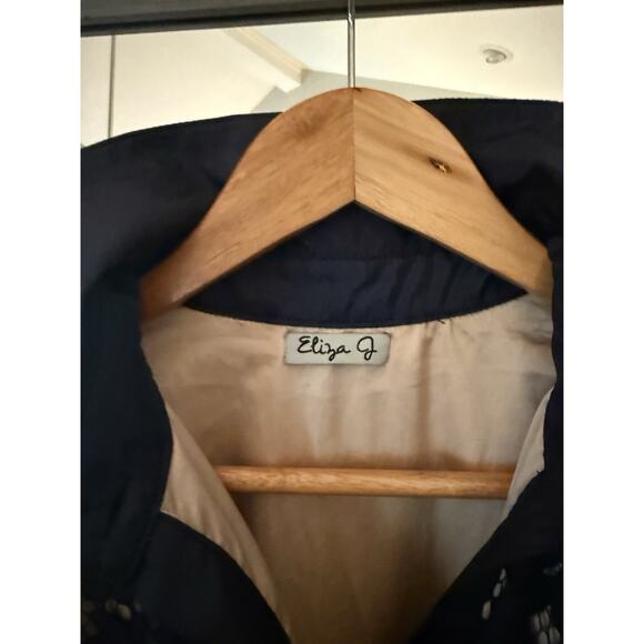 ELIZA J Womens Navy Tie-belt Lined Sleeve Formal Gown Dress 0 - Picture 4 of 5